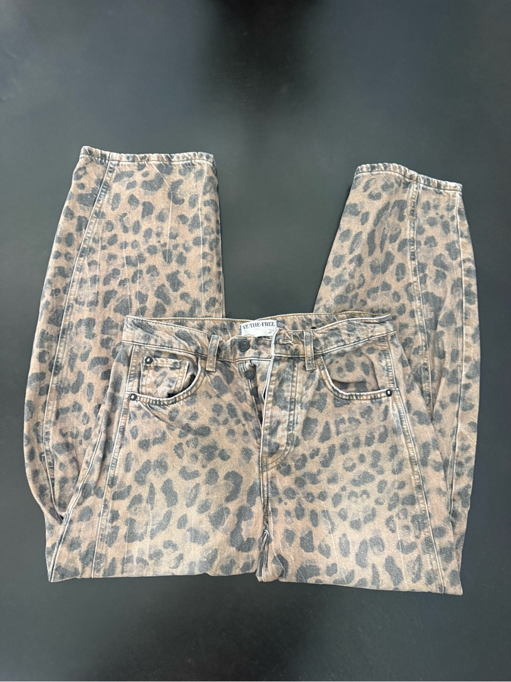 Free People Leopard Barrel Jeans